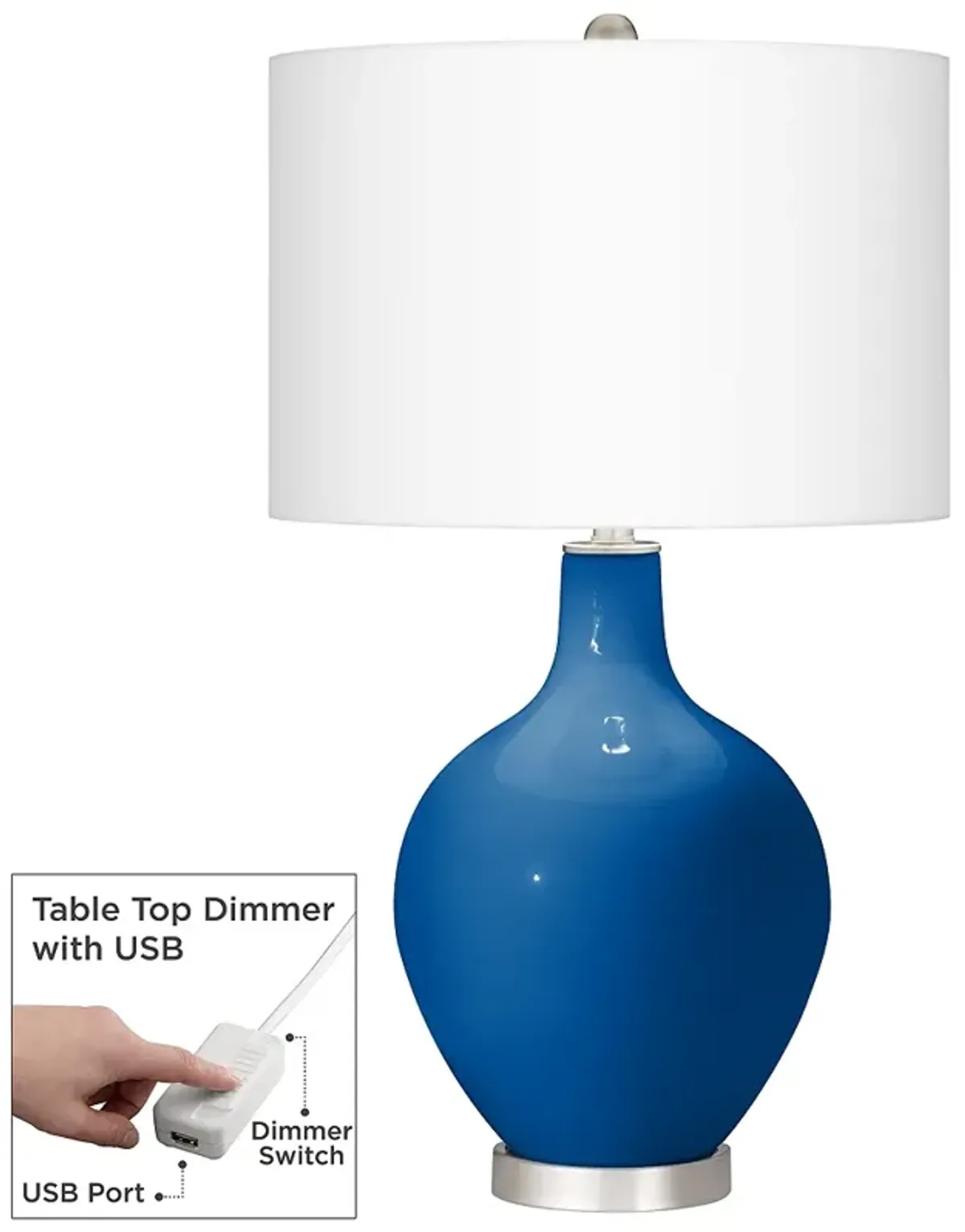 Hyper Blue Ovo Table Lamp With Dimmer