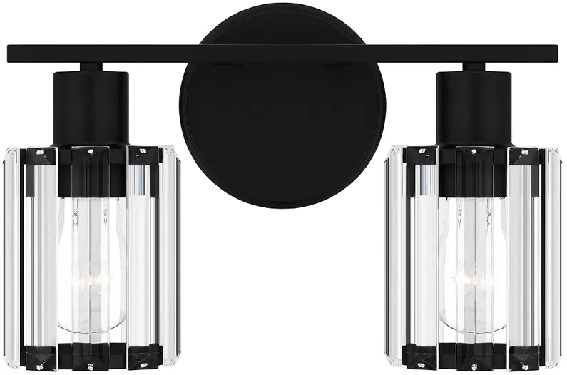 Quoizel Isla 12 1/2" Wide 2-Light Black and Crystal Bath Vanity Light