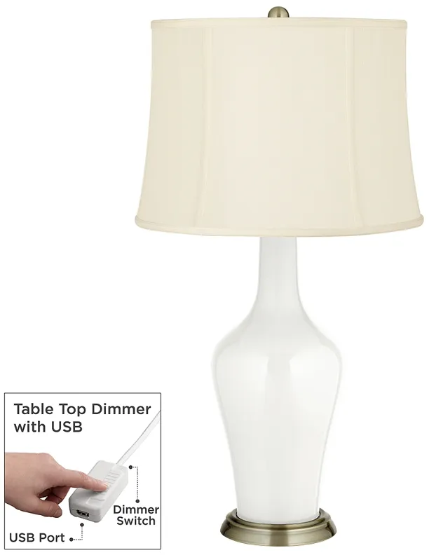 Winter White Anya Table Lamp with Dimmer
