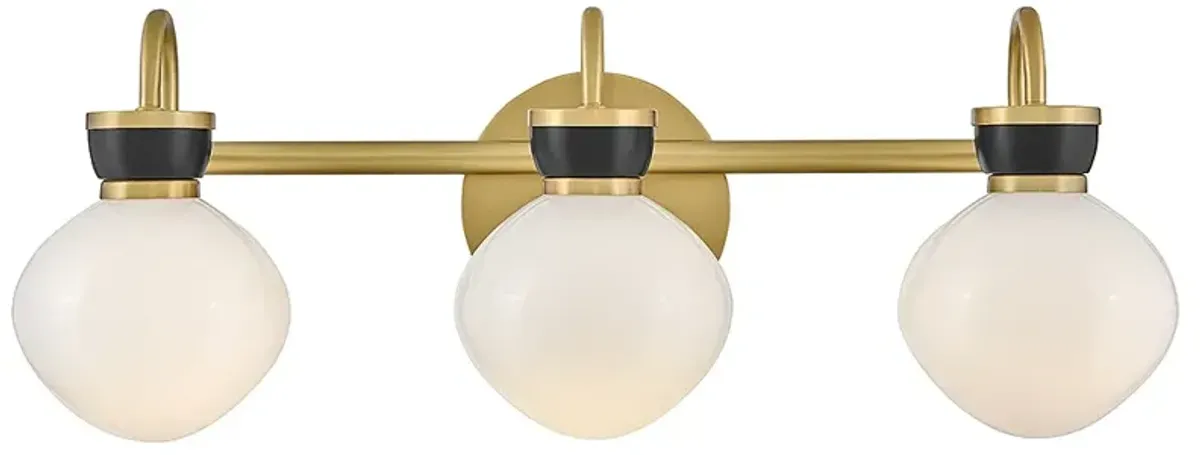 Hinkley Lucy 25"W Lacquered Brass Black 3-Light Bath Light