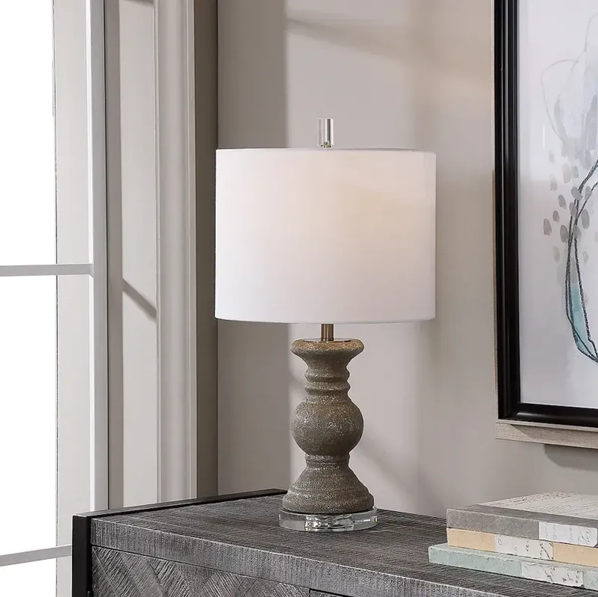 Noble Park Clifton Stone Gray Ceramic Table Lamp