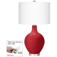 Ribbon Red Ovo Table Lamp With Dimmer