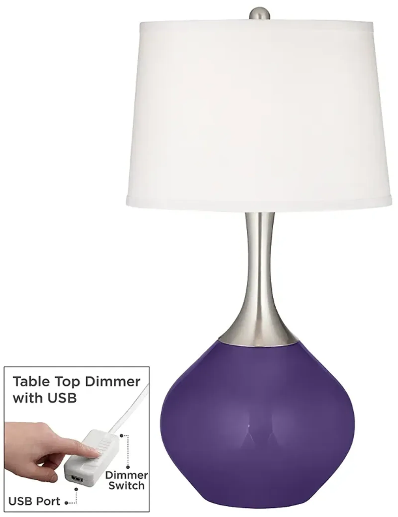 Izmir Purple Spencer Table Lamp with Dimmer