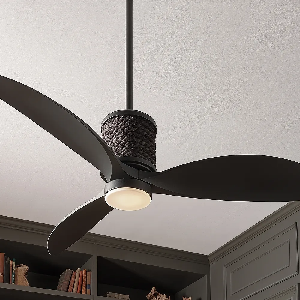 60" Hinkley Marin Matte Black Damp Rated LED Smart Ceiling Fan