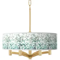 Aqua Mosaic Ava 6-Light Gold Pendant Chandelier