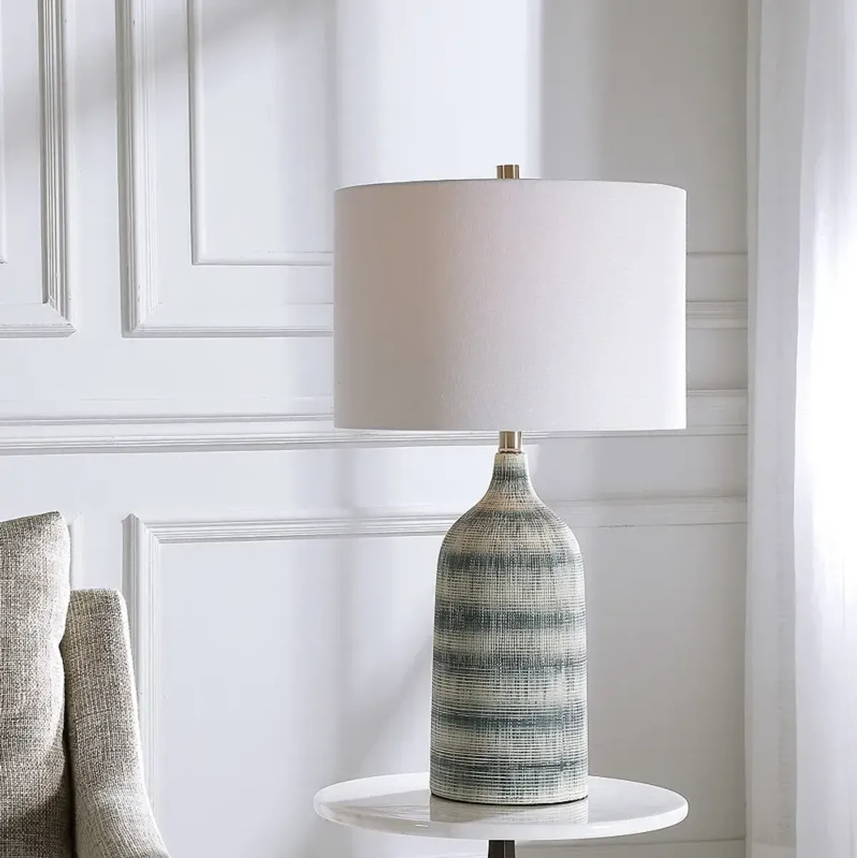 Noble Park Austin Blue and White Ceramic Table Lamp