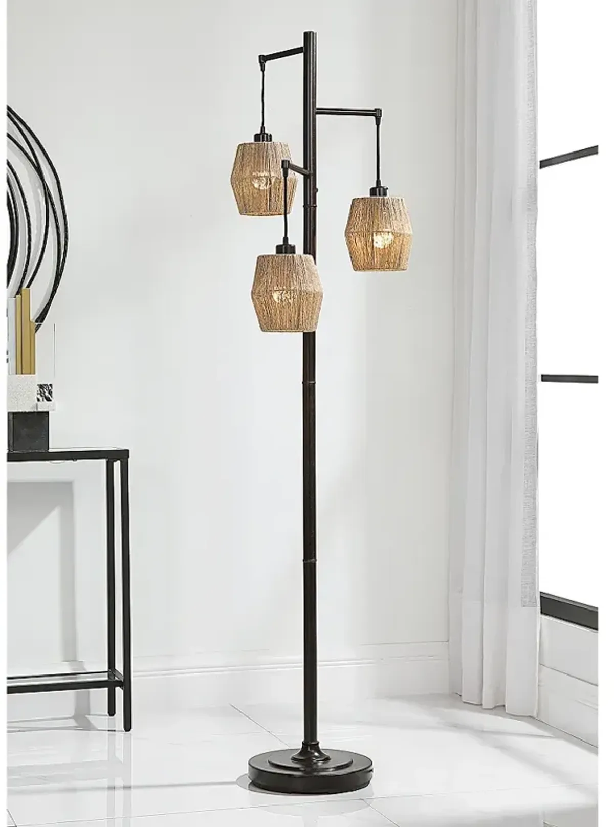 Noble Park Donna Bronze Metal 3-Arm Floor Lamp