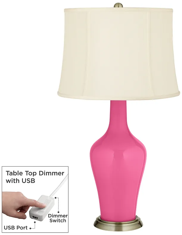 Blossom Pink Anya Table Lamp with Dimmer