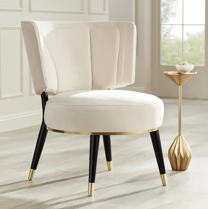Arman Luxe Light Creme Fabric Round Chair