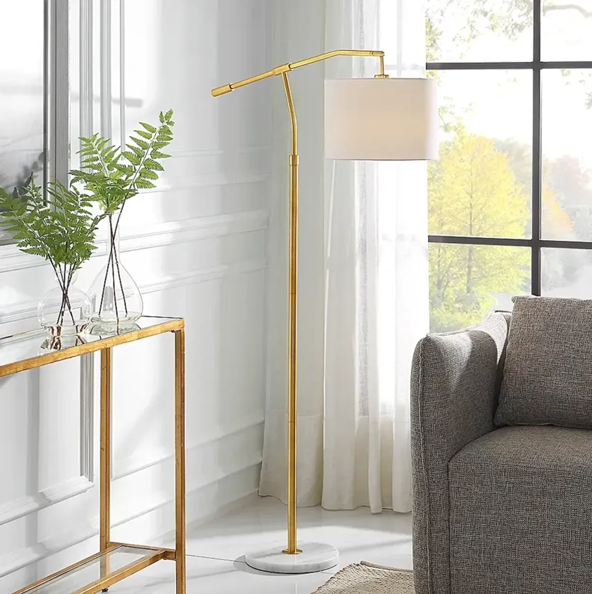 Noble Park Ciri Pivot Shade Gold Metal Floor Lamp