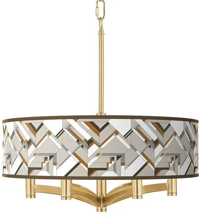 Craftsman Mosaic Ava 6-Light Gold Pendant Chandelier