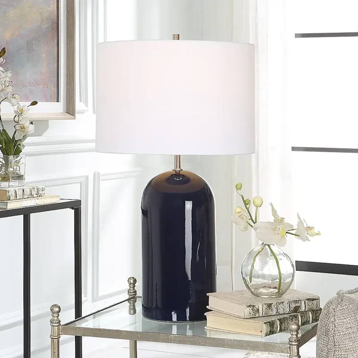 Noble Park Jasper Navy Blue Dome Table Lamp
