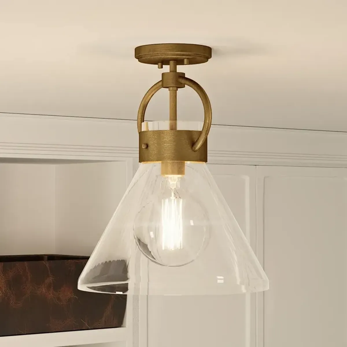 Webster 1-Lt Brass Semi-Flush Mt