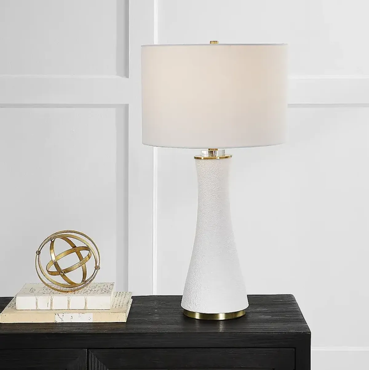 Noble Park Bellmead White Ceramic and Brass Table Lamp