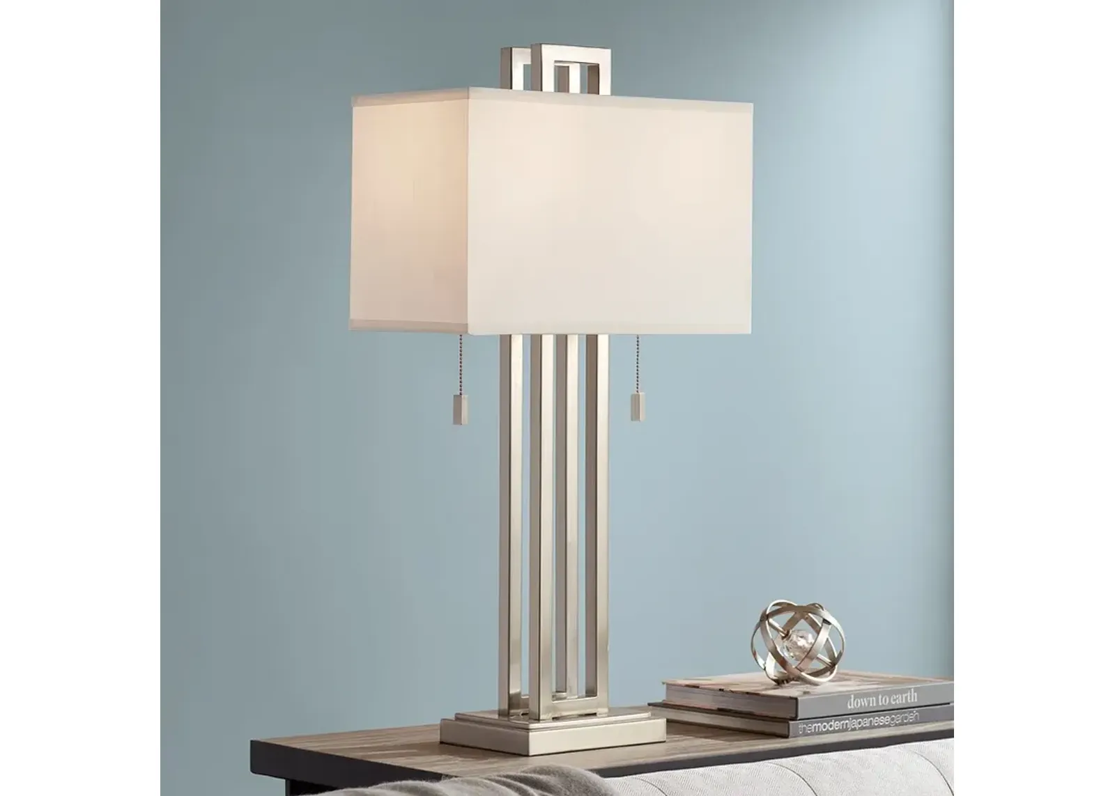 Possini Euro Open Rectangle 30" Brushed Nickel Table Lamp