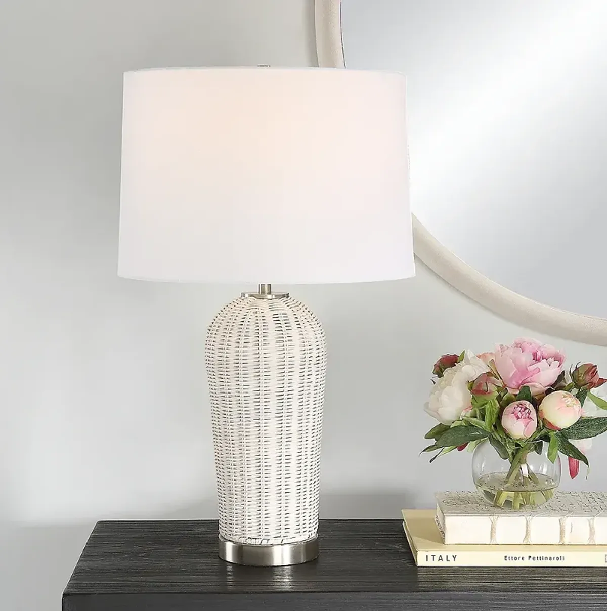 Noble Park Shenandoah White Rattan Table Lamp