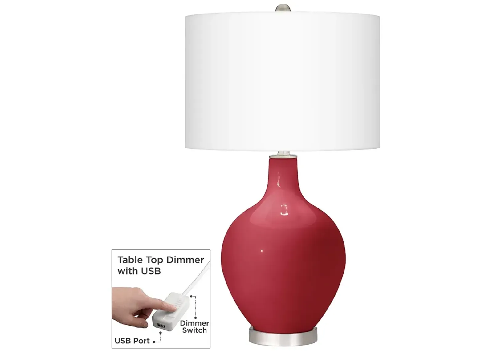 Color Plus Ovo 28 1/2" Samba Red Table Lamp with USB Dimmer