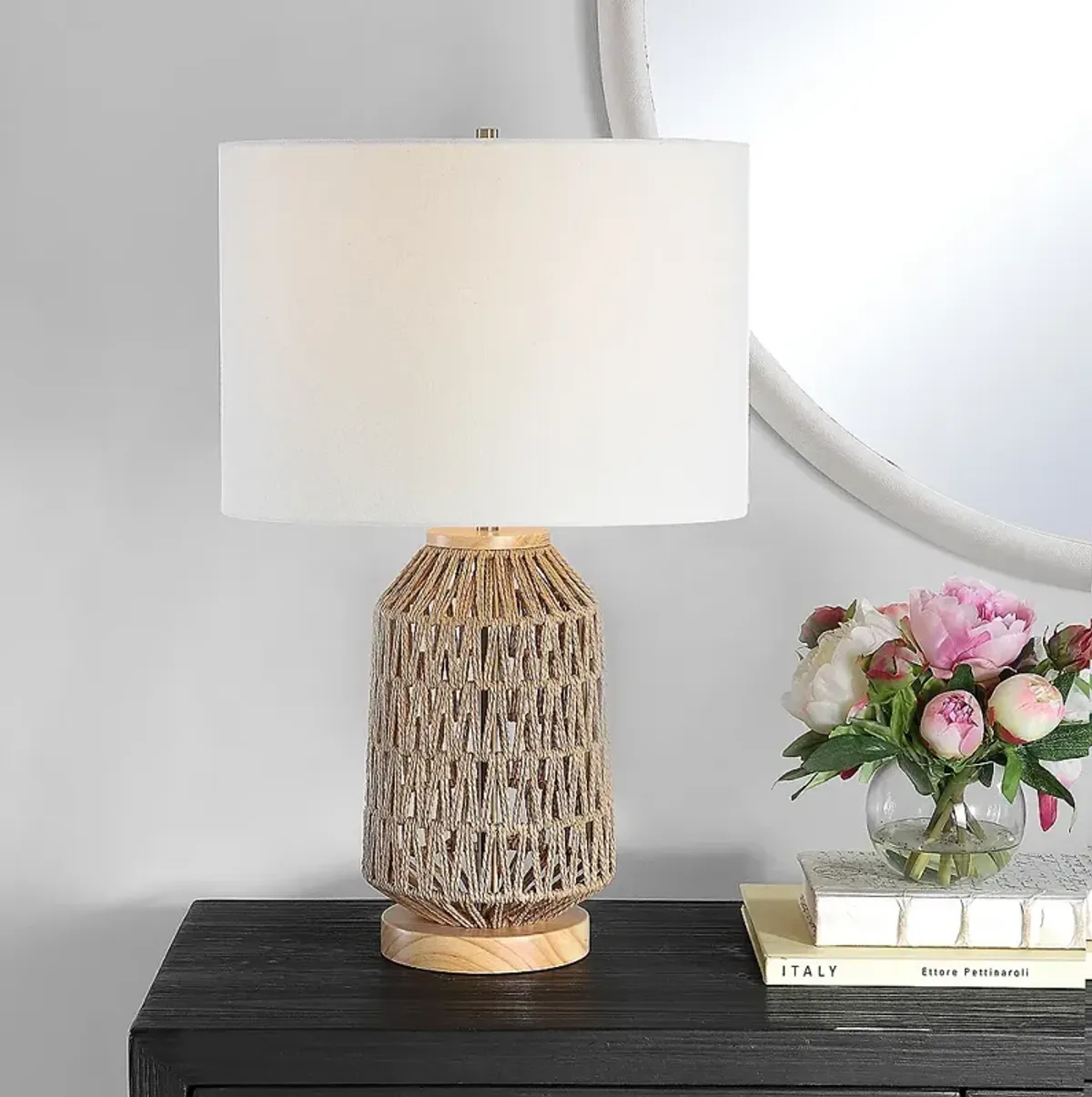 Noble Park Frio Natural Rope Accent Table Lamp w/ Oak Base
