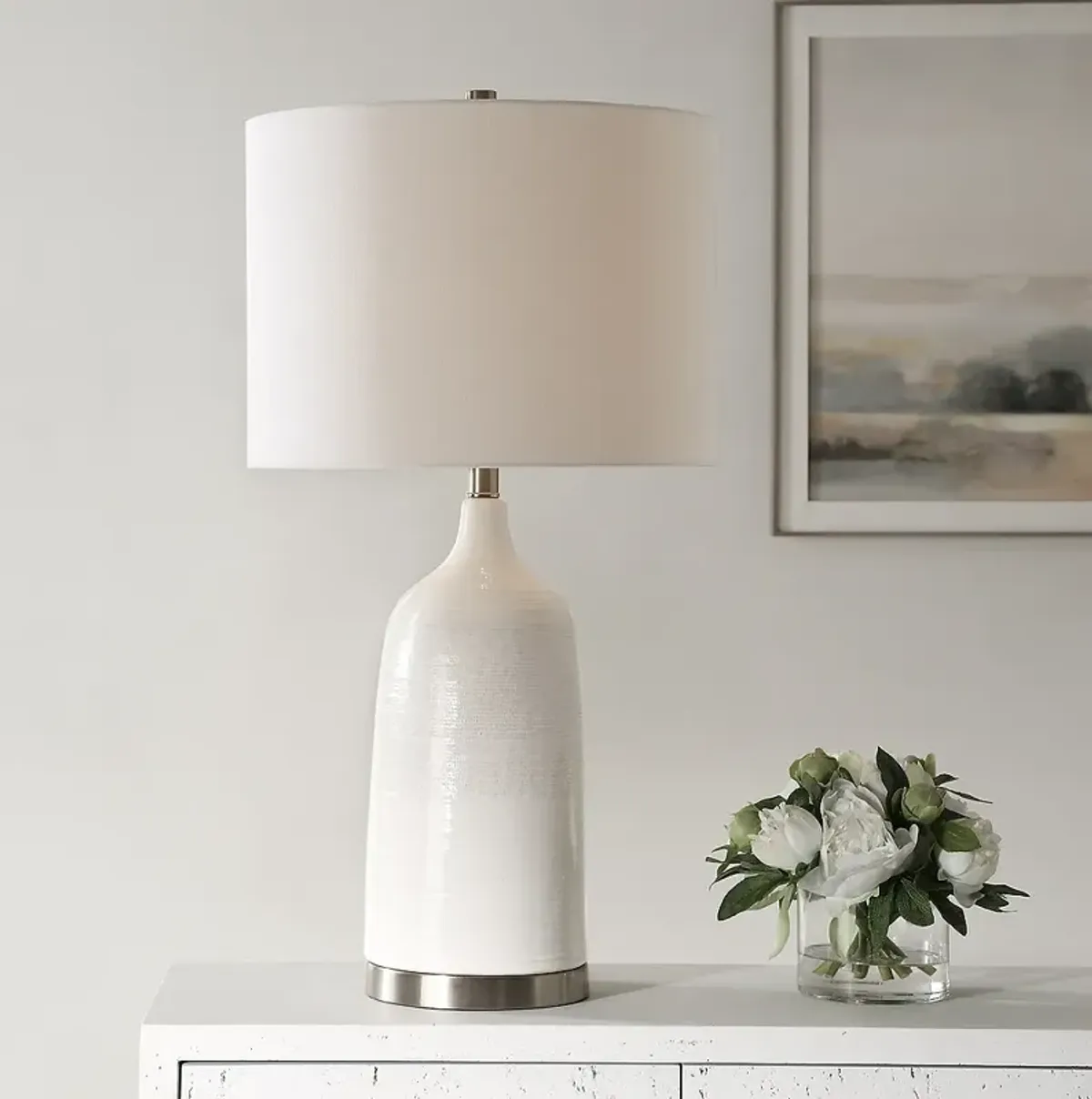 Noble Park Gunter Gloss White Ceramic Table Lamp