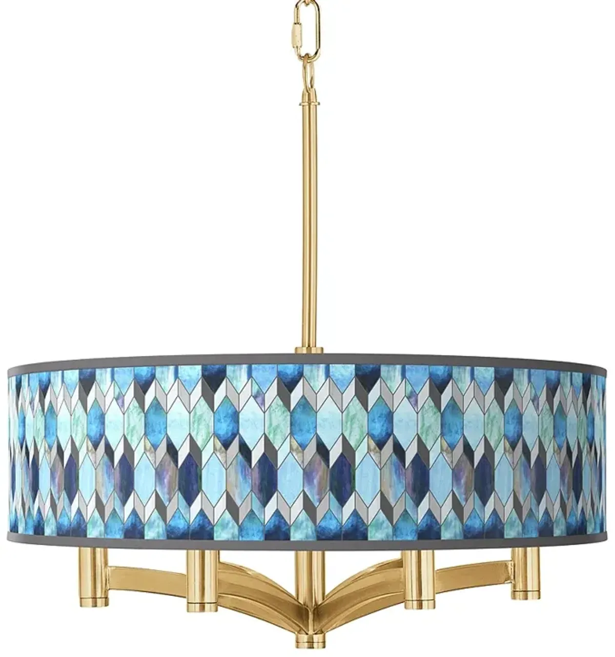 Blue Tiffany Ava 6-Light Gold Pendant Chandelier