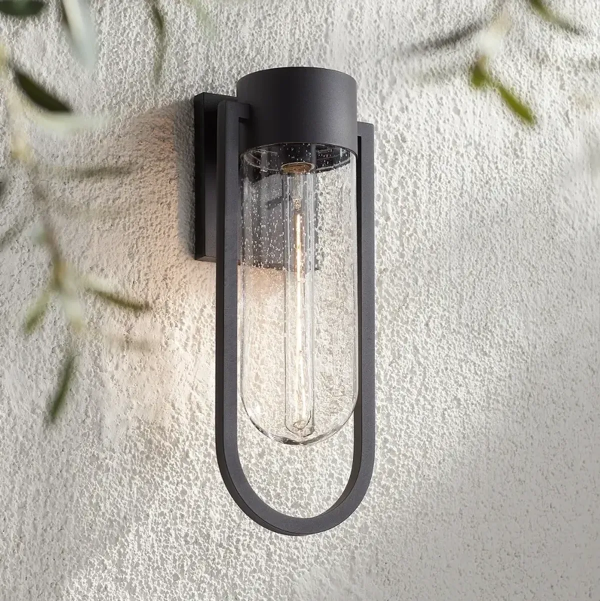 Possini Euro Villa Lane 18 1/2" High Sand Black Outdoor Wall Light