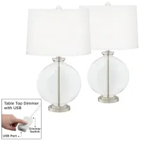 Clear Glass Carrie Table Lamp Set of 2 with Dimmers