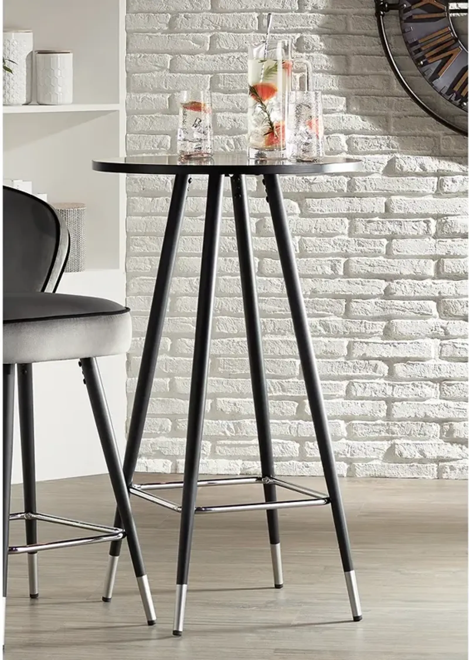 Elba 40 1/2" High Black and Chrome Pub Table