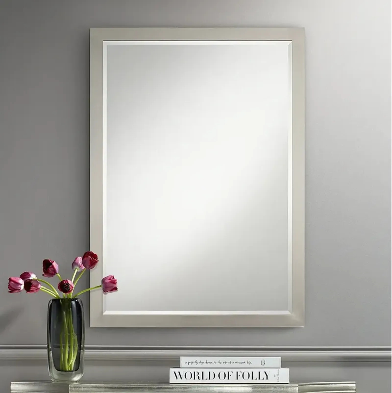 Possini Euro Metzeo 26" x 36" Brushed Nickel Mirror