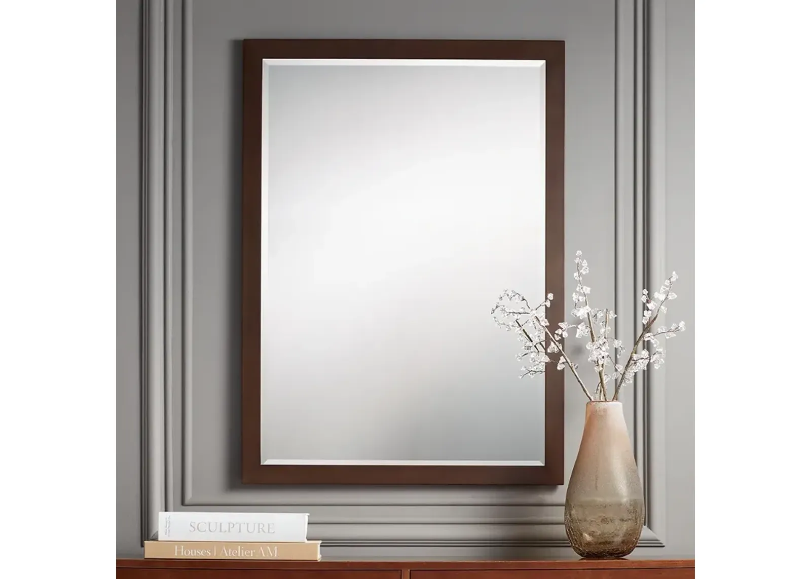 Possini Euro Metzeo 26" x 36" Bronze Rectangular Wall Mirror