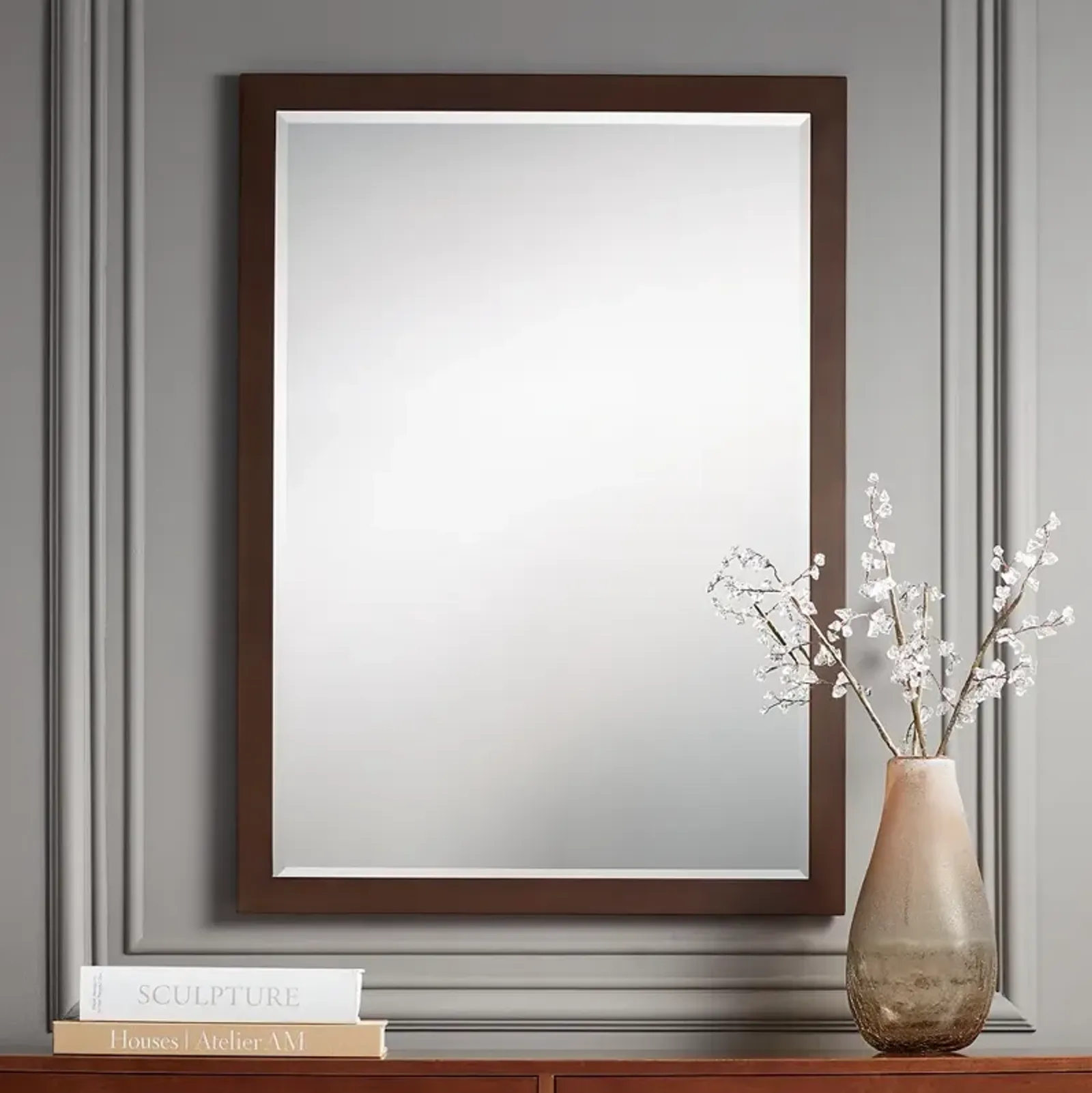 Possini Euro Metzeo 26" x 36" Bronze Rectangular Wall Mirror