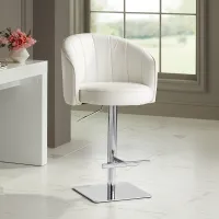 Chase White Faux Leather Swivel Adjustable Bar Stool
