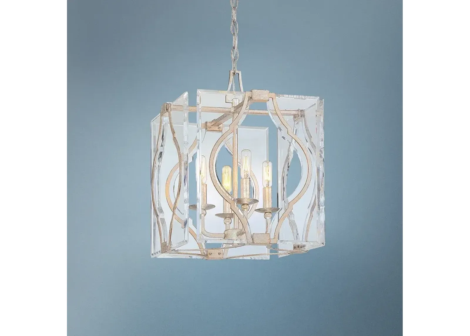 Brenton Cove 14"W Gold Mist Gold Leaf 4-Light Foyer Pendant