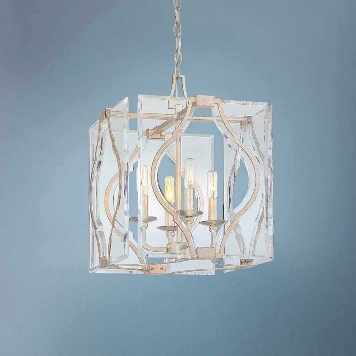 Brenton Cove 14"W Gold Mist Gold Leaf 4-Light Foyer Pendant