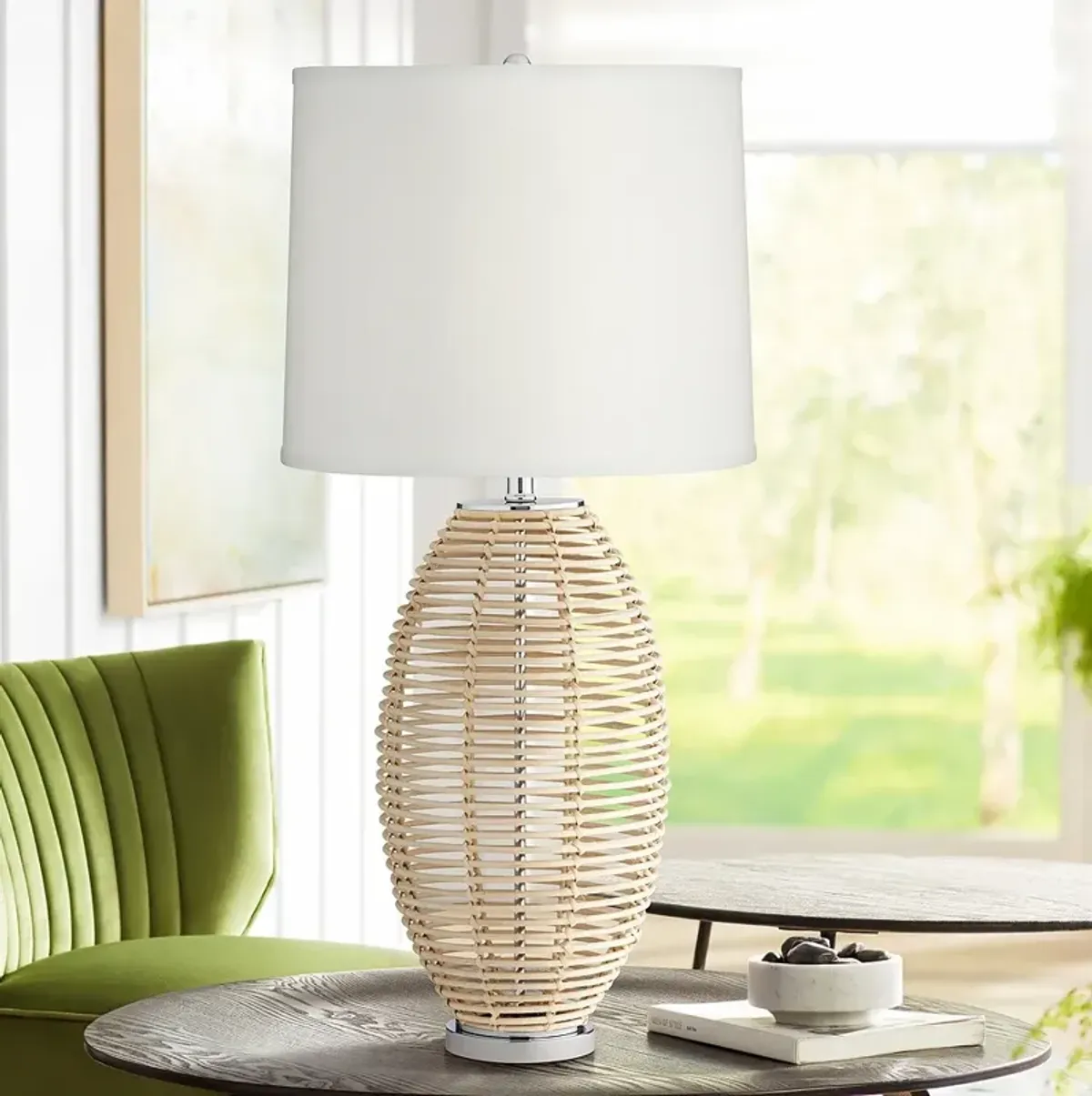 Pacific Coast Lighting Knoll 33" Natural Rattan Basket Table Lamp