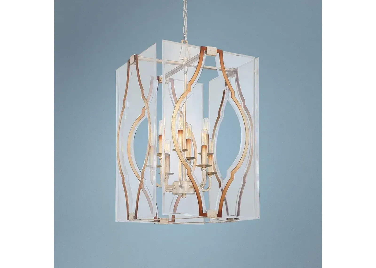 Brenton Cove 18"W Gold Mist Gold Leaf 8-Light Foyer Pendant