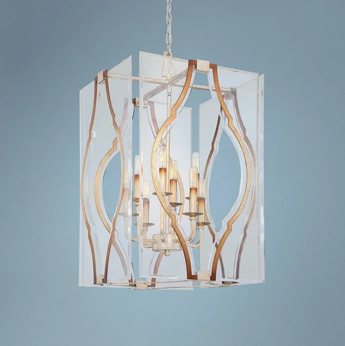 Brenton Cove 18"W Gold Mist Gold Leaf 8-Light Foyer Pendant