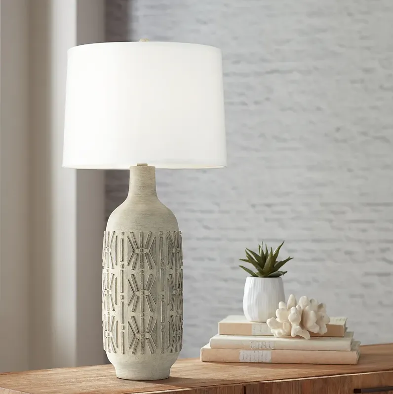 Starbird Graystone Wash Carved Vase Table Lamp