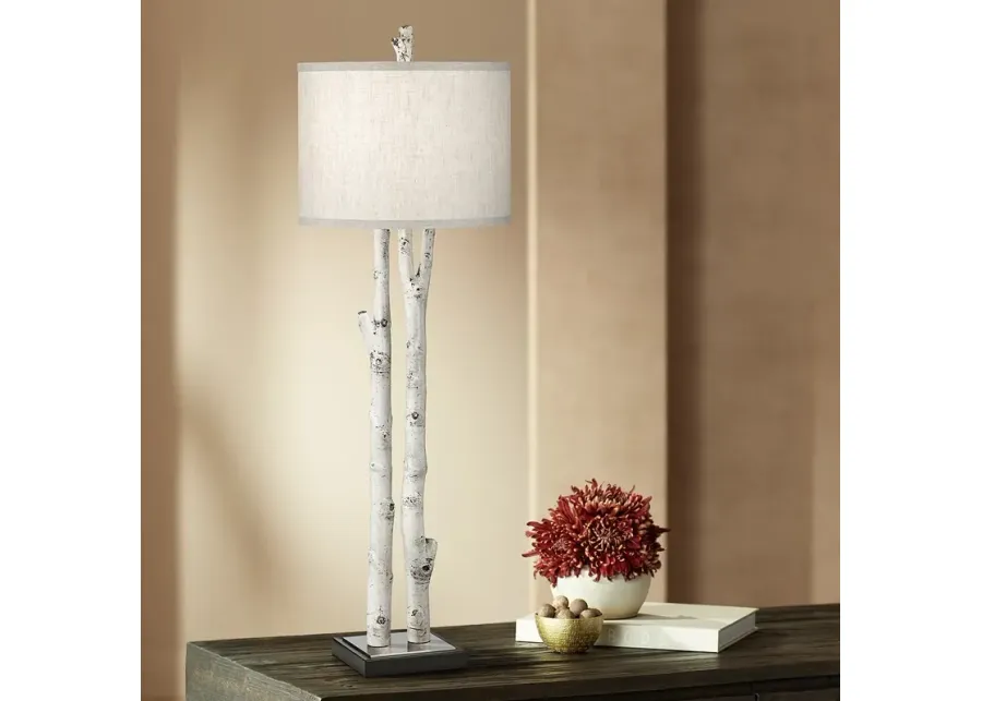 White Forest Natural Birch Tree Branch Buffet Table Lamp