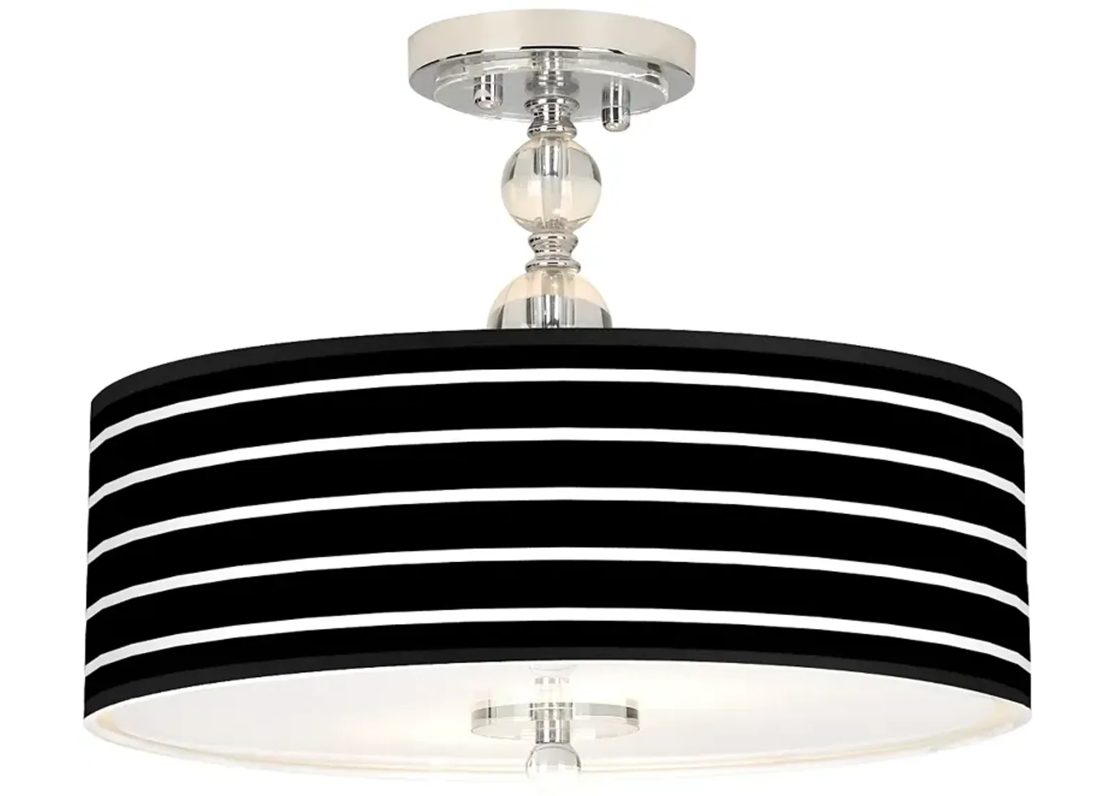 Bold Black Stripe Giclee 16" Wide Semi-Flush Ceiling Light