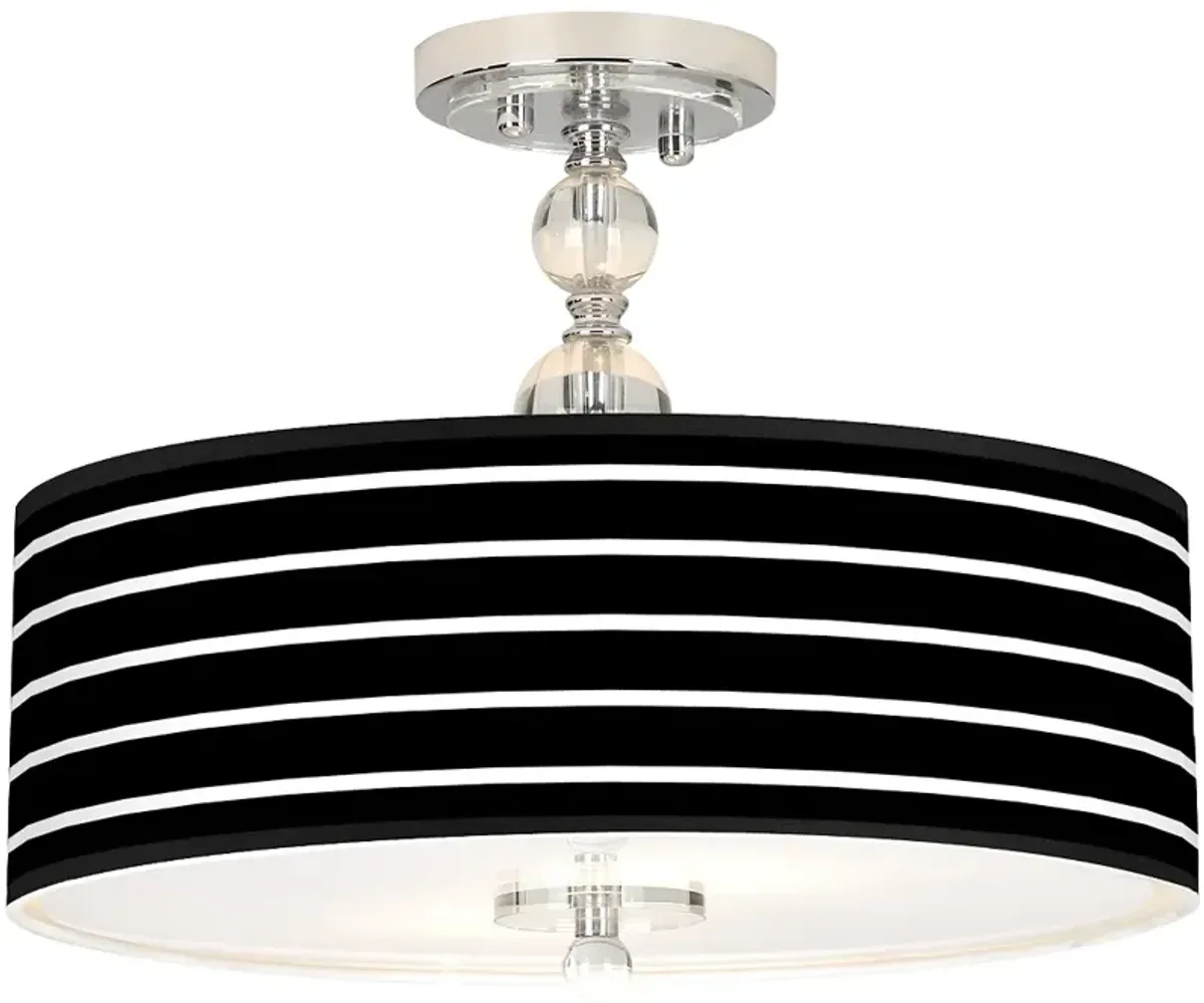 Bold Black Stripe Giclee 16" Wide Semi-Flush Ceiling Light