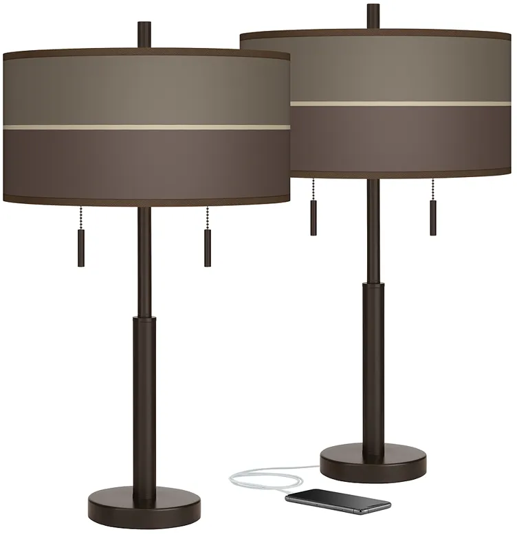 Lakebed Set Robbie Bronze USB Table Lamps Set of 2