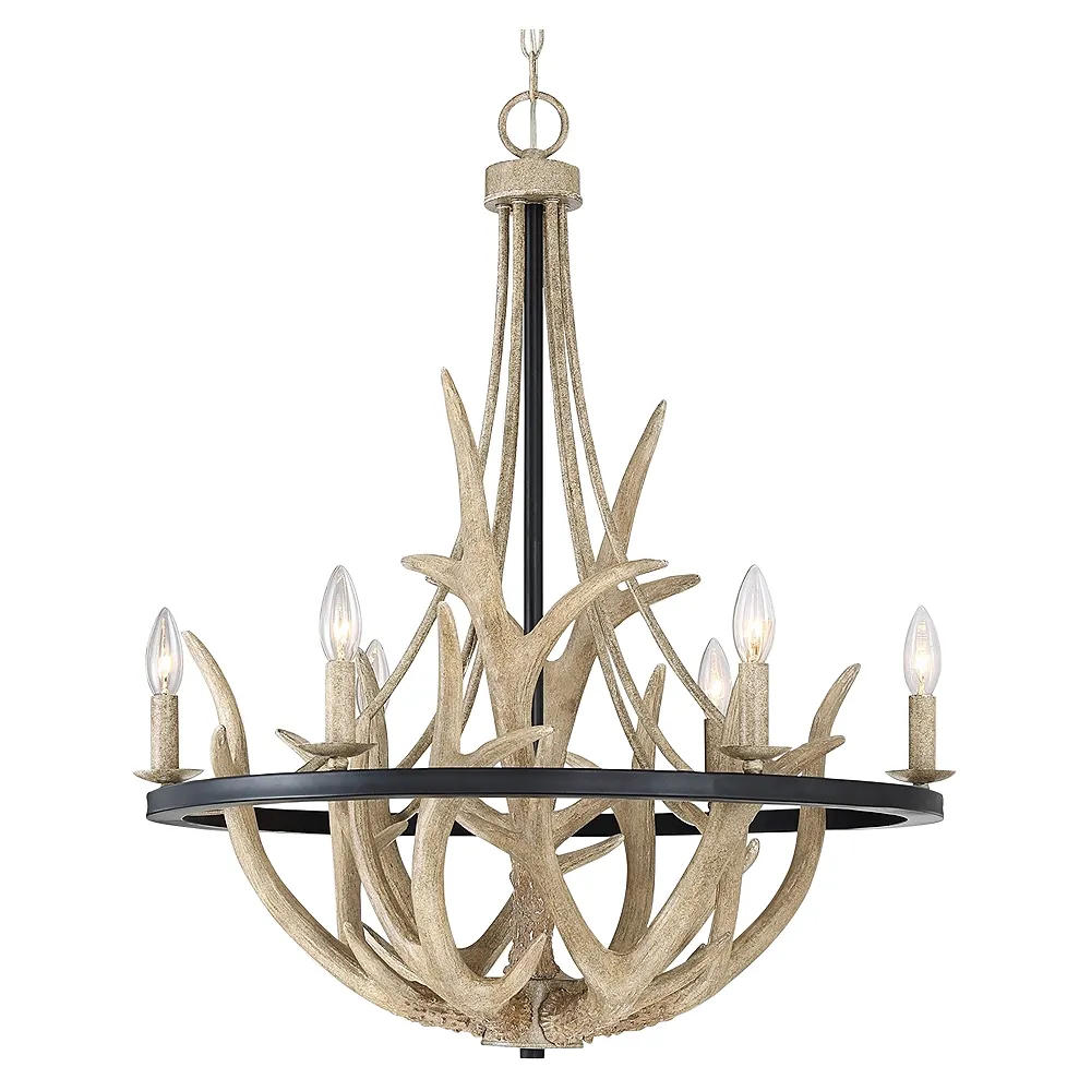 Quoizel Journey 26.3" Wide 6-Light Faux Antler Rustic Chandelier