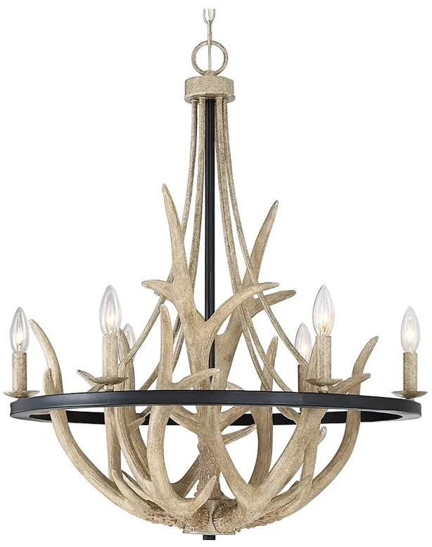 Quoizel Journey 26.3" Wide 6-Light Faux Antler Rustic Chandelier