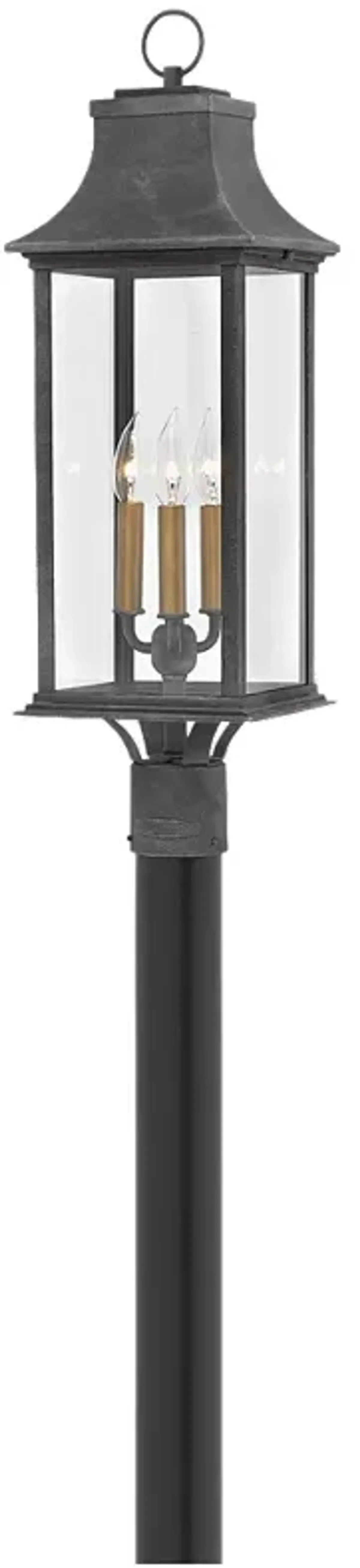 HINKLEY OUTDOOR ADAIR Large Post Top or Pier Mount Lantern Aged Zinc