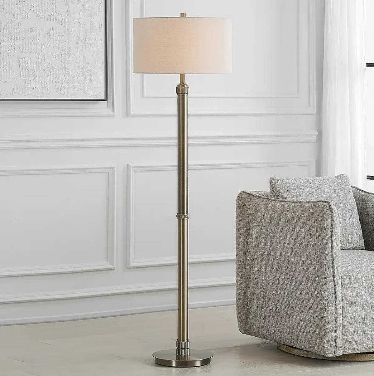 Noble Park Prescott Antique Brass Metal Floor Lamp