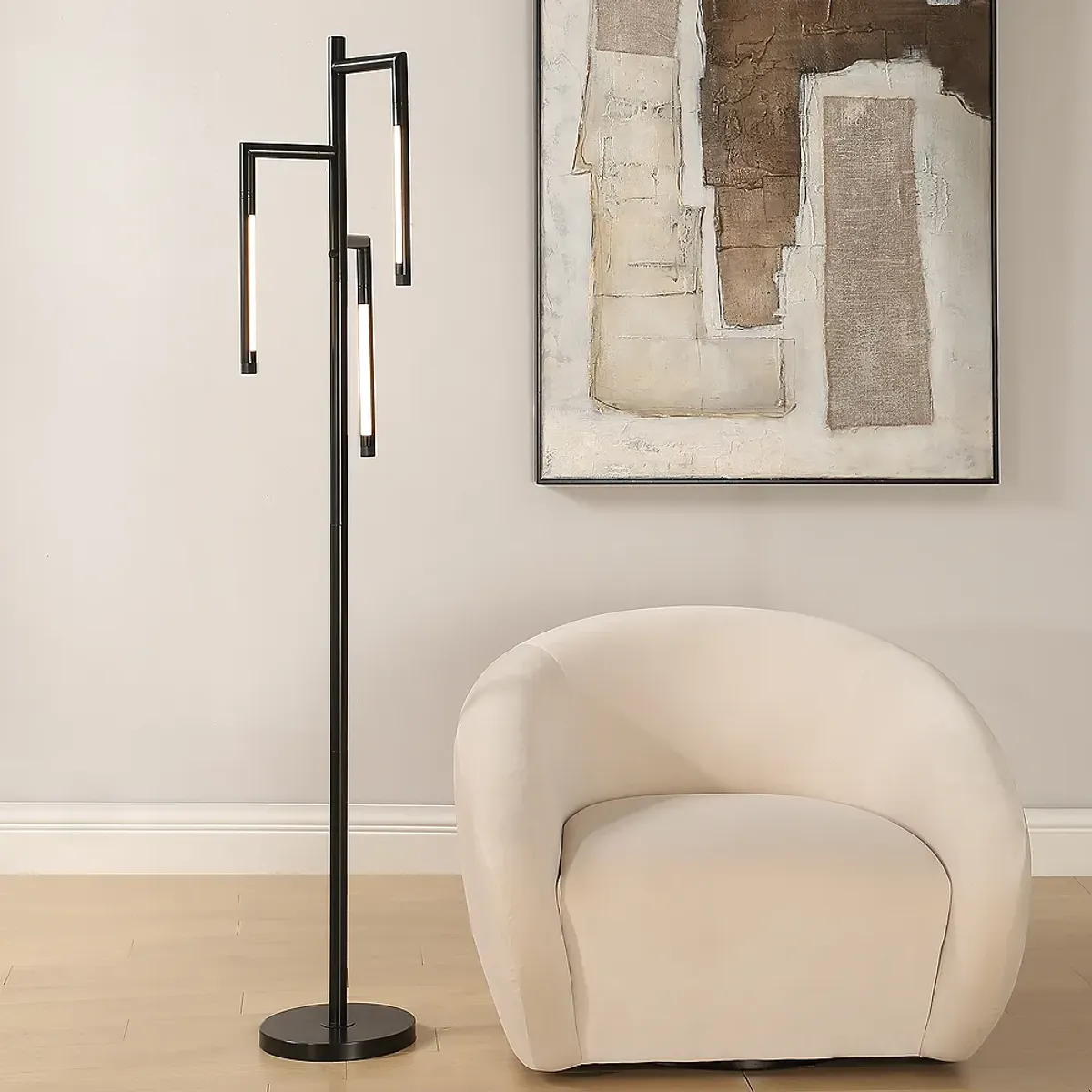 Possini Euro Maricopa 71 1/2" High Black 3-Light Modern LED Floor Lamp