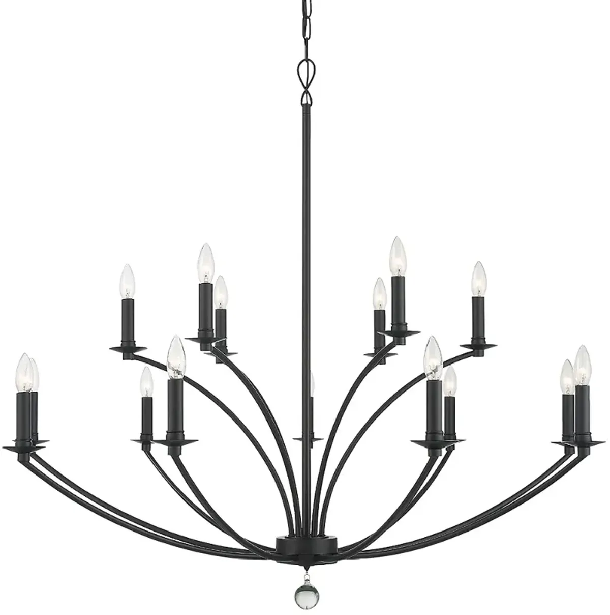 Crystorama Mila 48" Wide Black 15-Light 2-Tier Chandelier