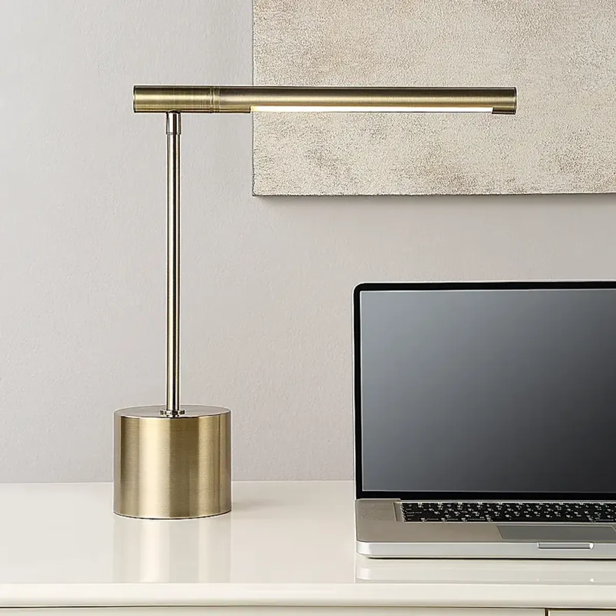 Possini Euro Holbrook 17" High Antique Brass LED Desk Lamp