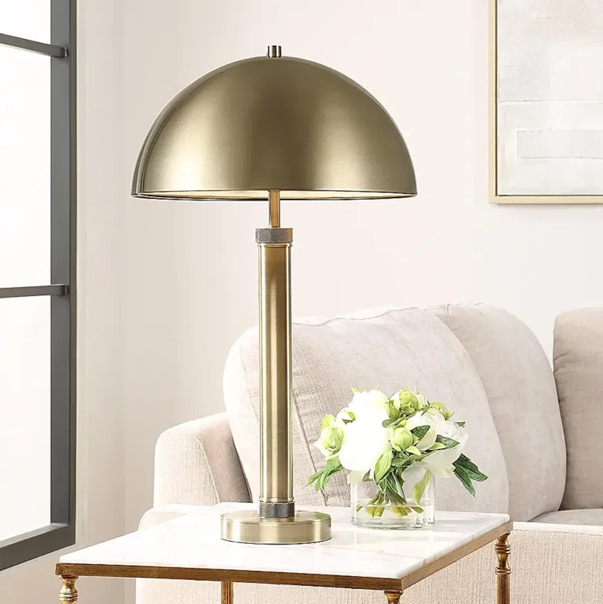 Possini Euro Saba 26 1/2" High Antique Brass Dome Table Lamp