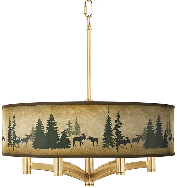 Moose Lodge Ava 6-Light Gold Pendant Chandelier